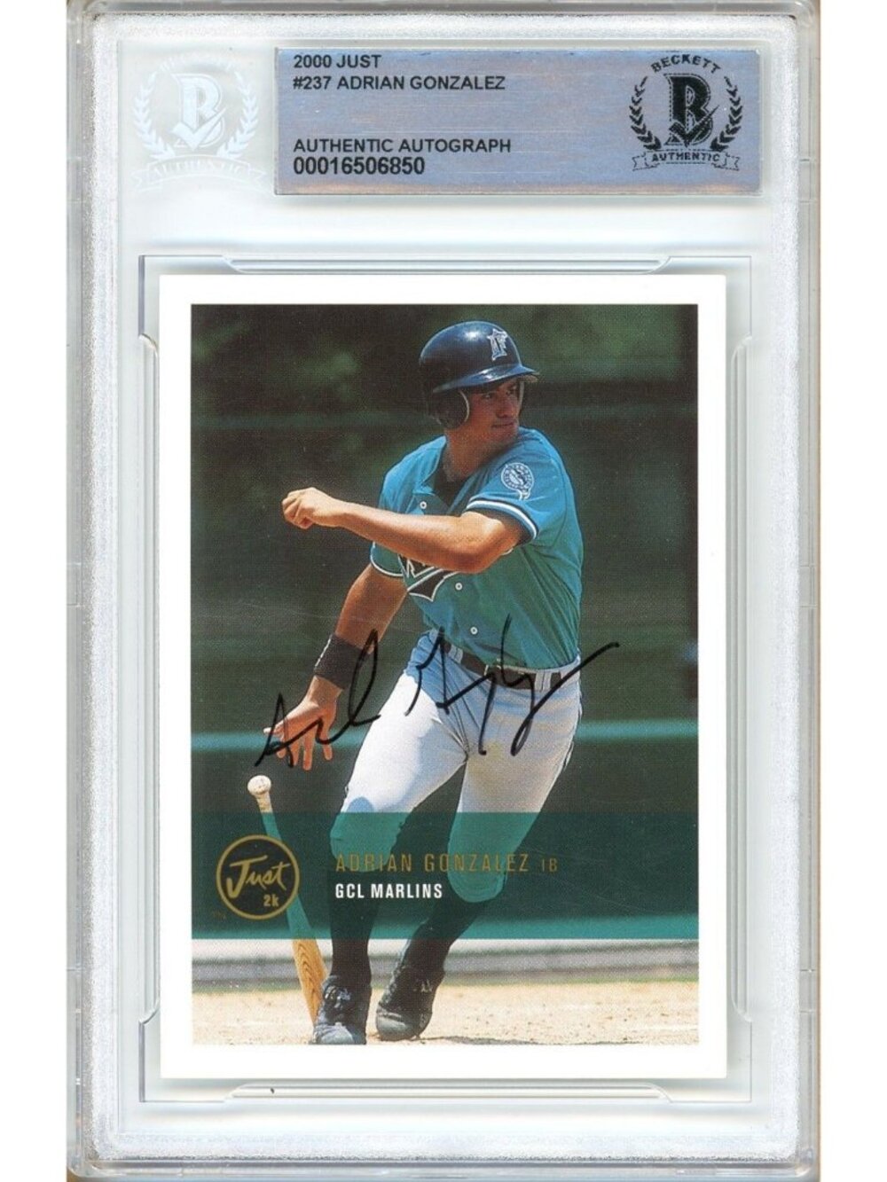 Adrian Gonzalez Signed 2000 Just #237 GCL Marlins Slabbed Auto Card